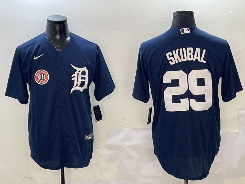 Men Detroit Tigers #29 Skubal Drak Blue Game 2025 Nike MLB Jersey style 4